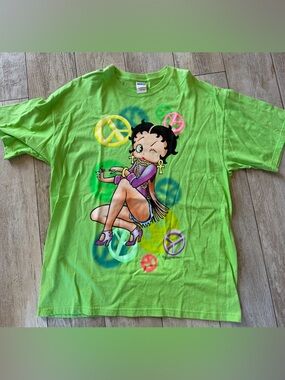 Vintage Hippie Peace Sign Betty Boop T Shirt